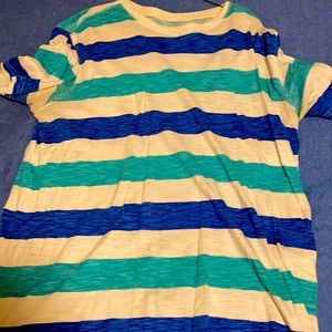 Blue and white striped t-shirt